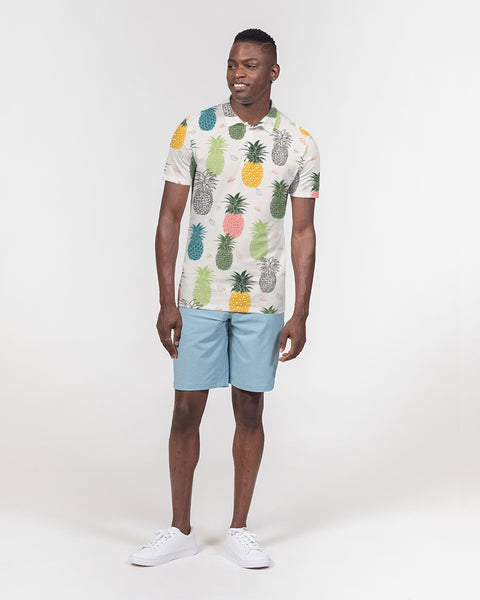Tayrona Pineapple Pattern Men's Slim Fit Short Sleeve Polo