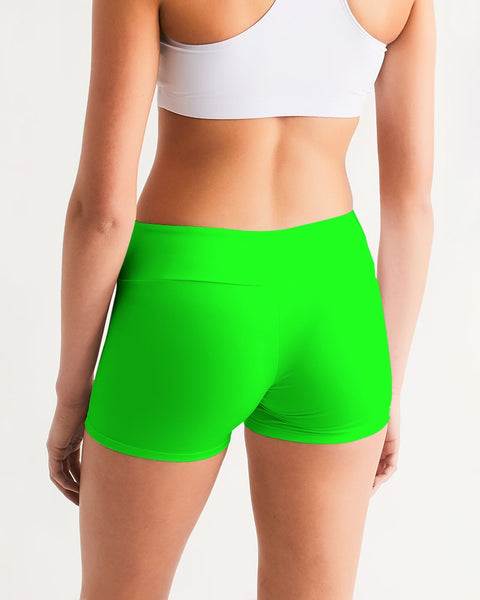 Tayrona Lime Green Women's Mid-Rise Yoga Shorts