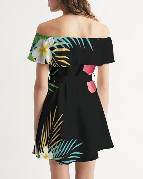 Tayrona Women's Tropical Floral Pattern Off-Shoulder Dress Women's Off-Shoulder Dress