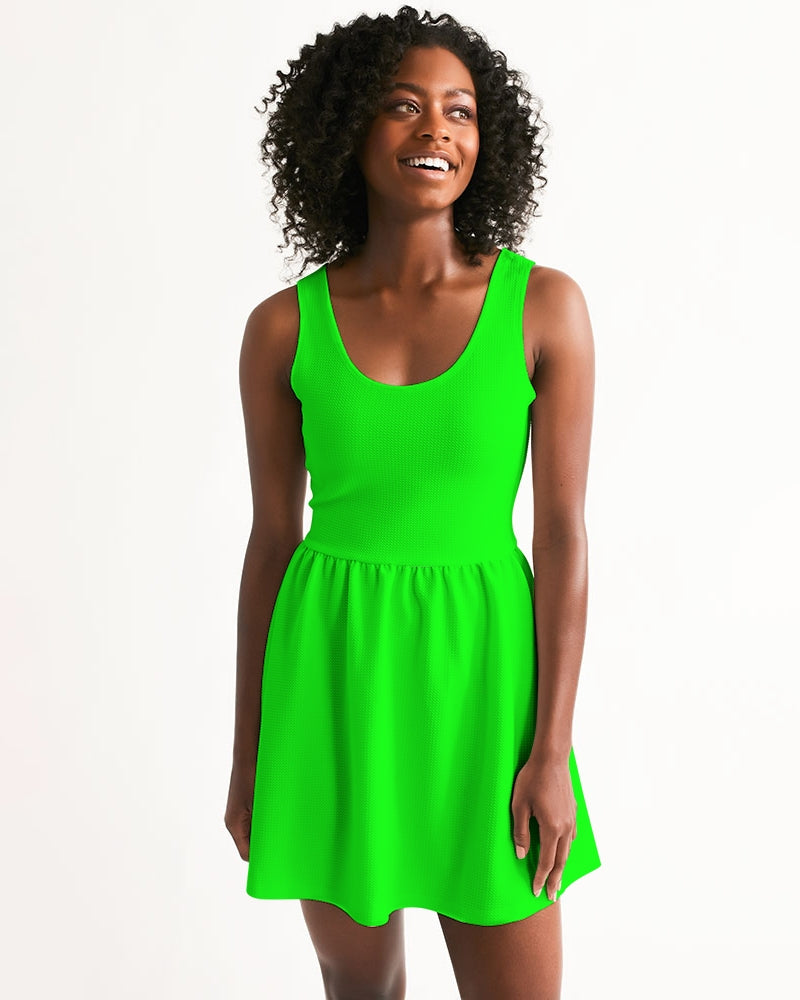 Tayrona Lime Green Women's Scoop Neck Skater Dress