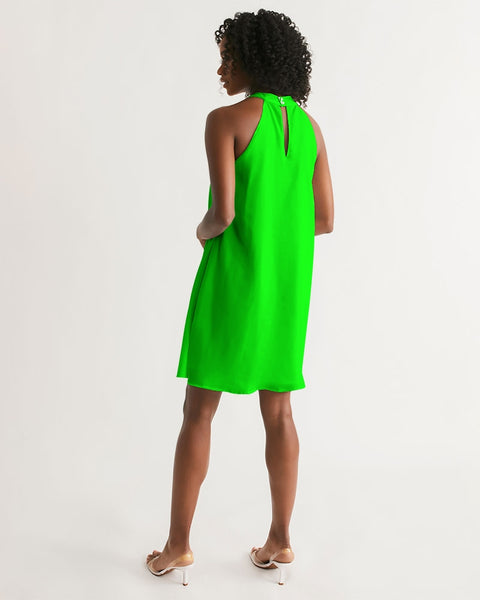 Tayrona Lime Green Women's Halter Dress