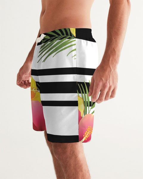 Tayrona Men's Striped Floral Patern Swim Trunks Men's Swim Trunk
