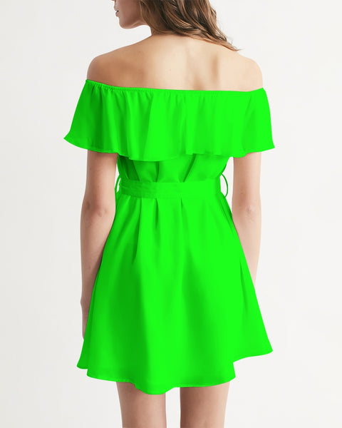 Tayrona Lime Green Women's Off-Shoulder Dress