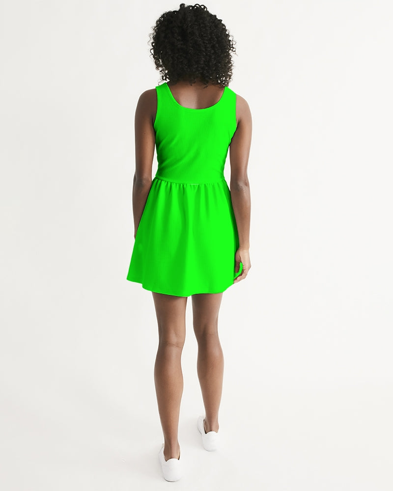 green emerald velvet dress Radish - Lime Green Long Sleeve Skater Dress by Duns Sweden main image 1