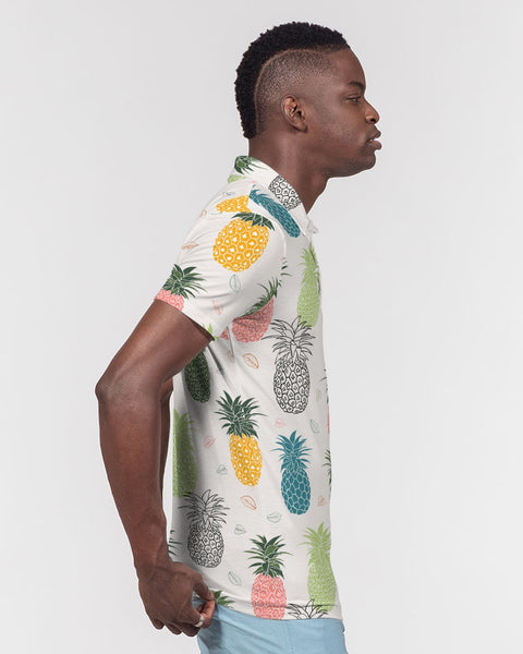 Tayrona Pineapple Pattern Men's Slim Fit Short Sleeve Polo