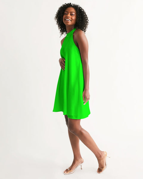 Tayrona Lime Green Women's Halter Dress