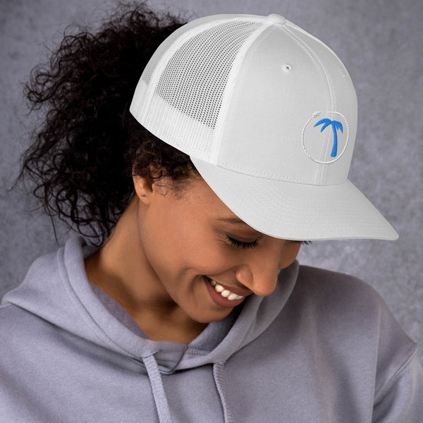 Tayrona Trucker Cap Blue Tree White logo