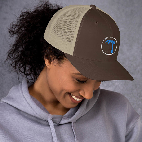 Tayrona Trucker Cap Blue Tree White logo