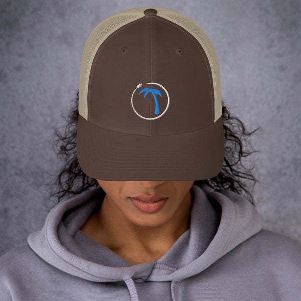 Tayrona Trucker Cap Blue Tree White logo